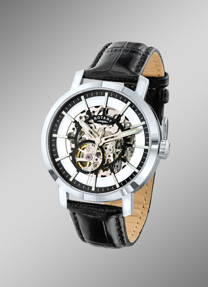 Klassische Automatik-Herrenuhr mit sichtbarem Werk 