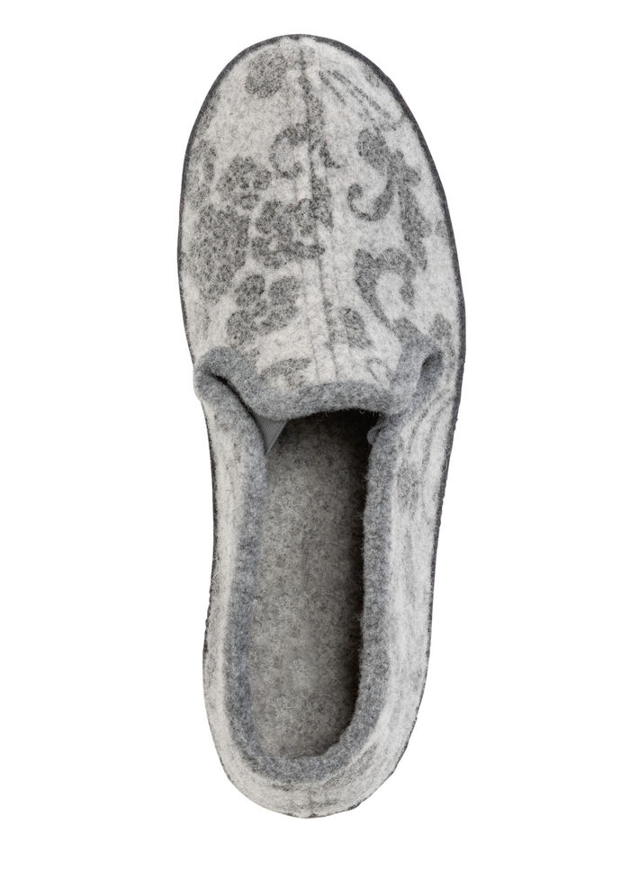 Floral bedruckter Wollfilz-Hausschuh GRAU