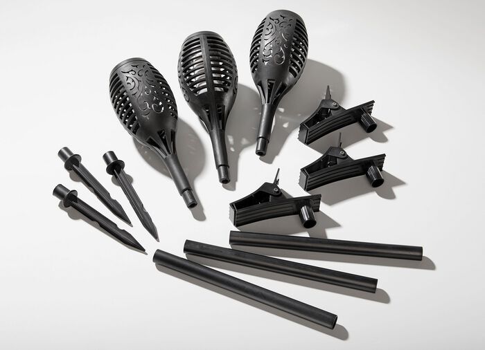 Solar-Fackel, 3er-Set, zum Klemmen oder Stecken 