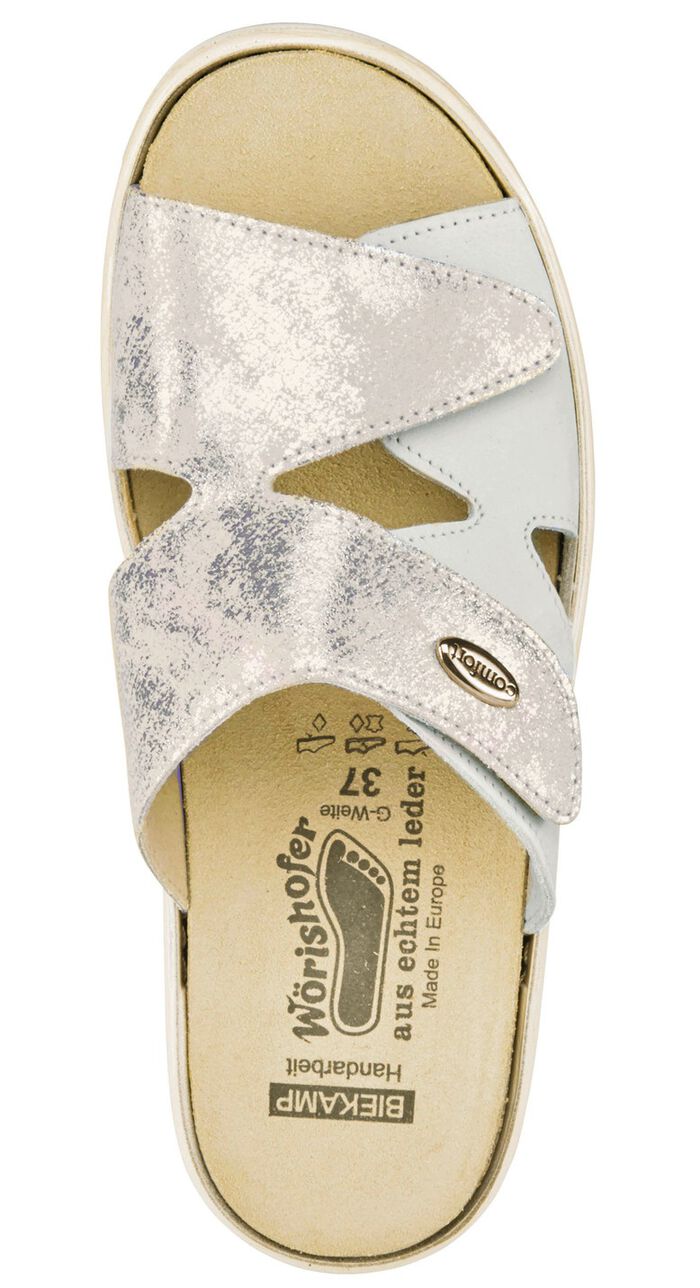 ELENA EDEN Pantolette mit W&ouml;rishofer Kork-Lederfu&szlig;bett ECRU