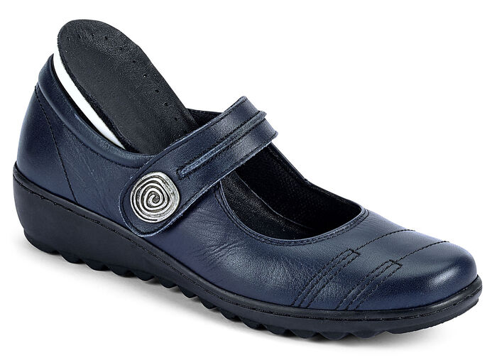 Slipper mit herausnehmbarem Lederfußbett, Weite G MARINE