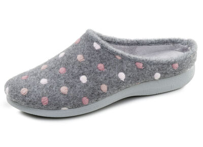 Laurina, klassische Damen-Haussschuhe, mit Pünktchen-Stickerei 