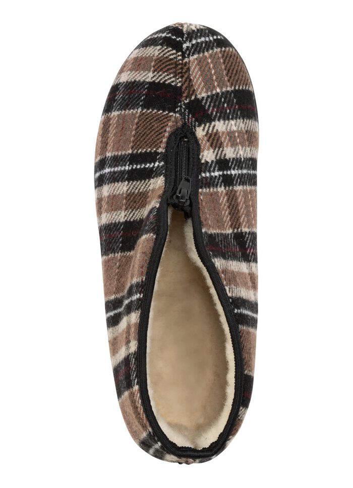 Stiefelette aus kariertem Textilmaterial 