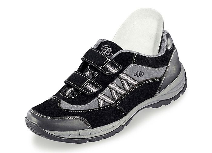 Sportliche Herren-Slipper, mit herausnehmbarem Fu&szlig;bett SCHWARZ-GRAU