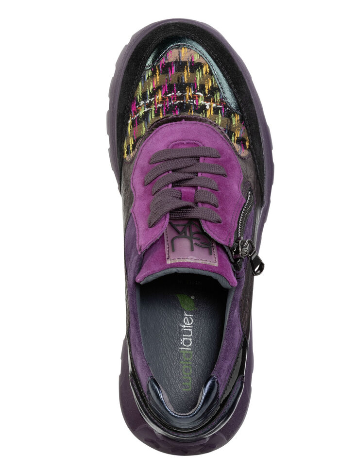 Waldläufer Schnür-Sneaker mit buntem Textilmaterial kombiniert LILA-BUNT