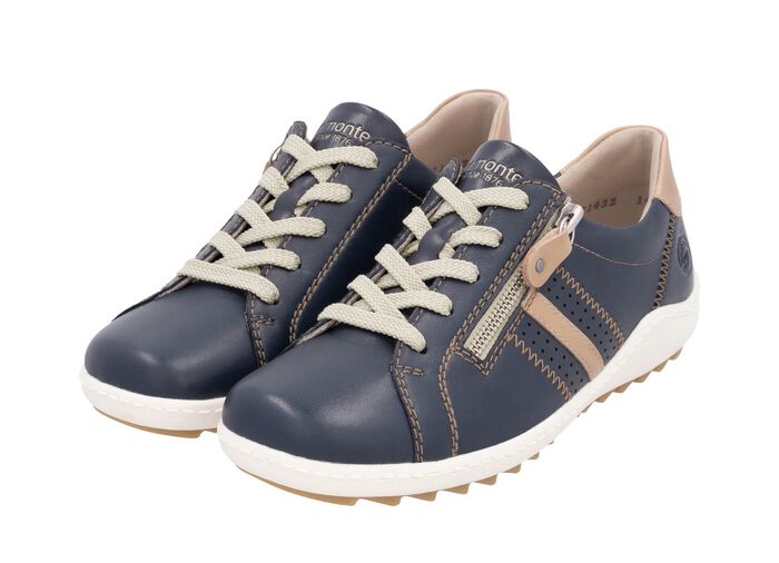 Remonte Schn&uuml;rschuh aus teilweise gepr&auml;gtem Nappaleder 