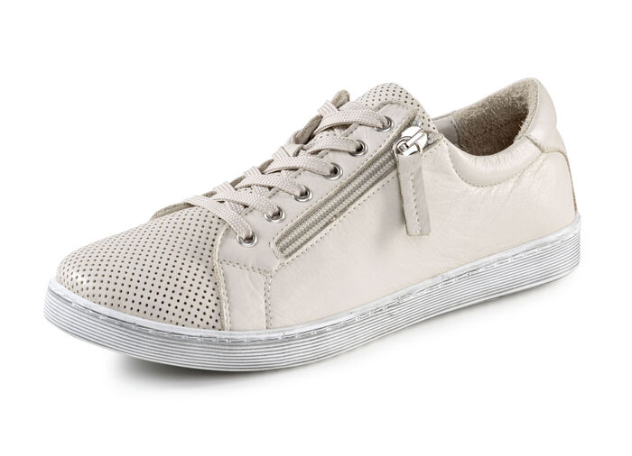 ELENA EDEN Schnürschuh aus teilweise perforiertem Nappaleder BEIGE