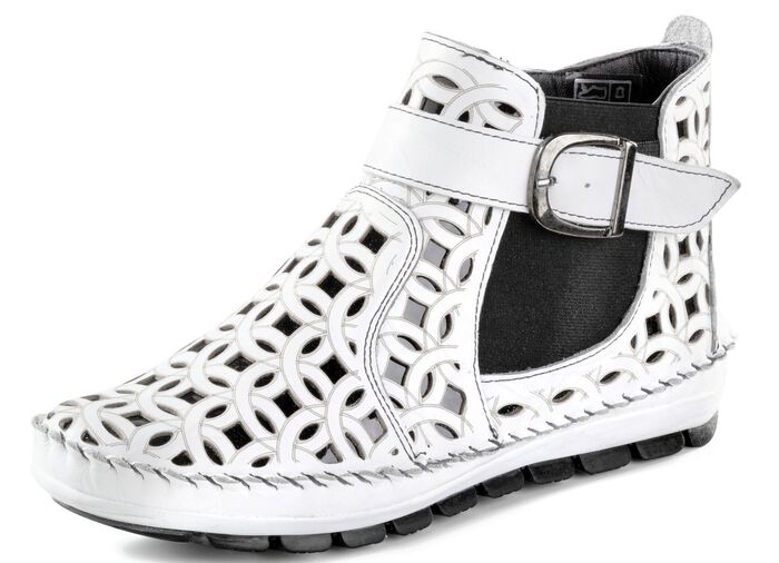 Gemini, sommerliche Damen-Boots, Weite G, mit herausnehmbarem Fu&szlig;bett WEISS-SCHWARZ