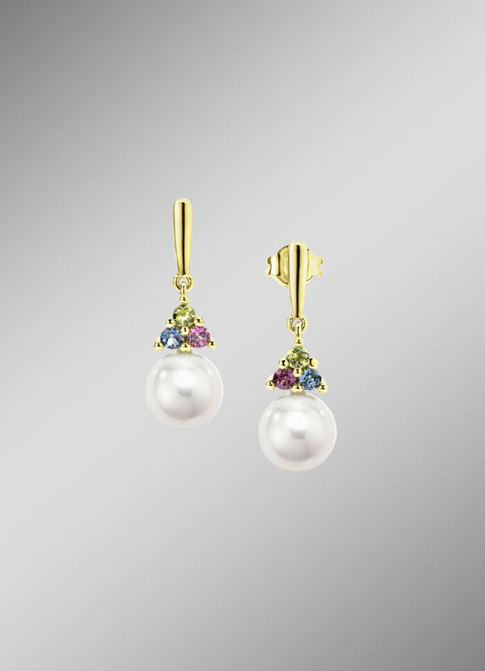 Exquisite Eleganz Ohrstecker mit Süßwasser-Zuchtperlen und Edelsteinen 