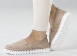 ELENA EDEN, sommerliche Damen-Slipper, Weite H, mit herausnehmbarem Fußbett TAUPE