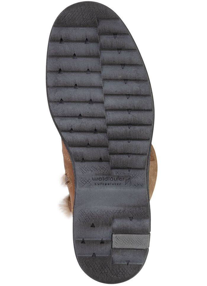 Waldläufer Schnür-Stiefelette mit kuscheligem Kragen aus Lammfell BRAUN