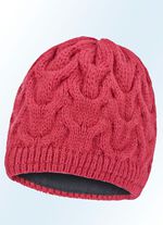 Warme Damen-Mütze, mit angesagtem Zopfmuster ROT