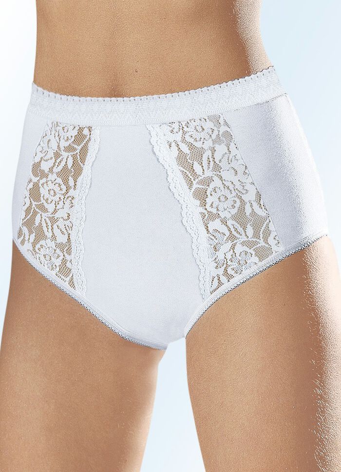 Fünferpack Slips mit elastischen Spitzeneinsätzen 3X SCHWARZ, 2X WEISS