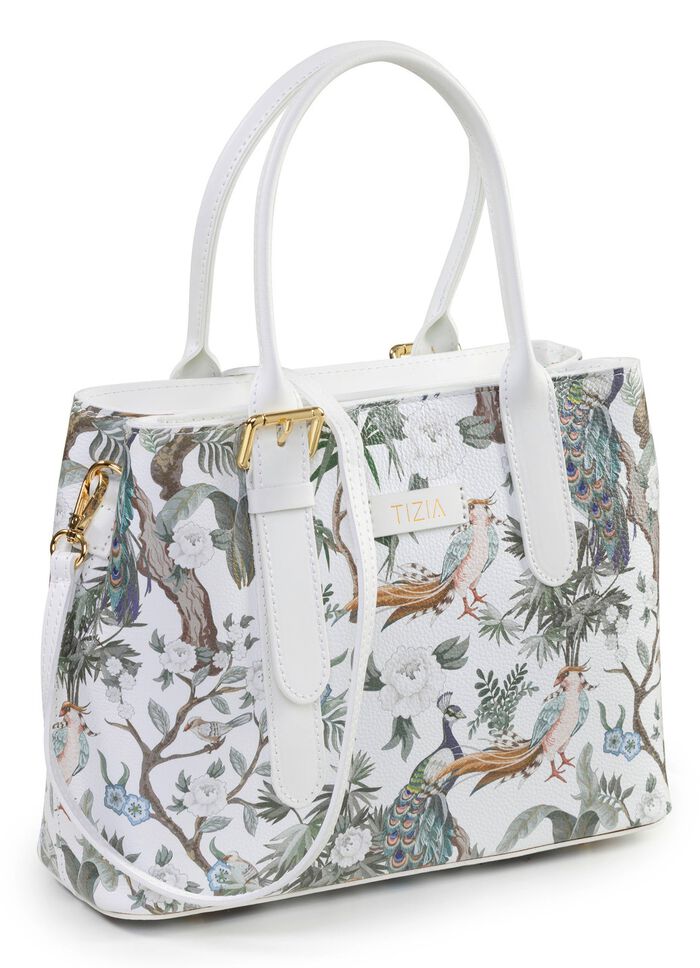 TIZIA, Tasche, Damen, mit abnehmbarem, verstellbarem Umh&auml;ngeriemen WEISS-JADEGR&Uuml;N