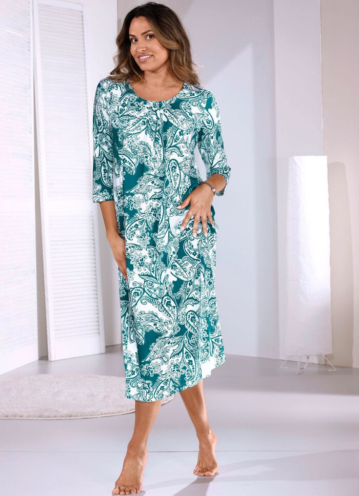 Kn&ouml;chellanges Nachthemd mit 3/4 langen &Auml;rmeln 