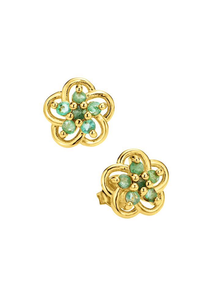 Vergoldete Ohrstecker mit echt Smaragd 