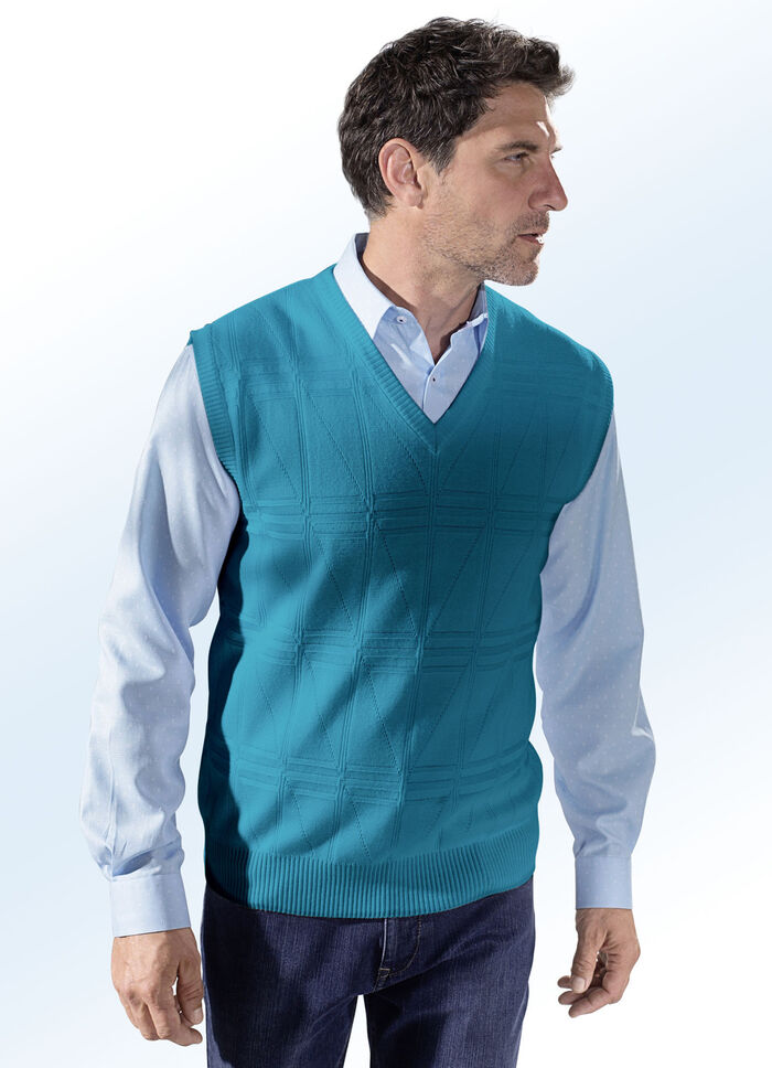 Pullunder mit Strukturmuster in 3 Farben PETROL