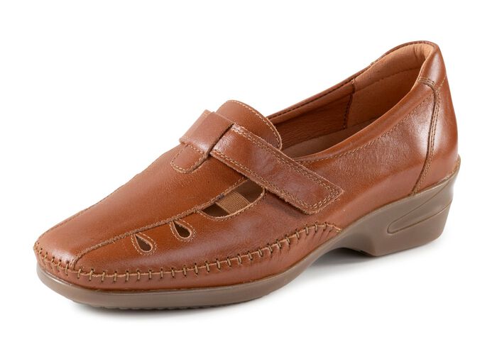 ELENA EDEN Mokassin-Trotteur mit luftigen Durchbr&uuml;chen COGNAC