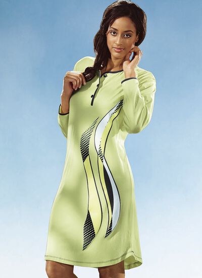 Nachthemd, Langarm mit Knopfleiste 