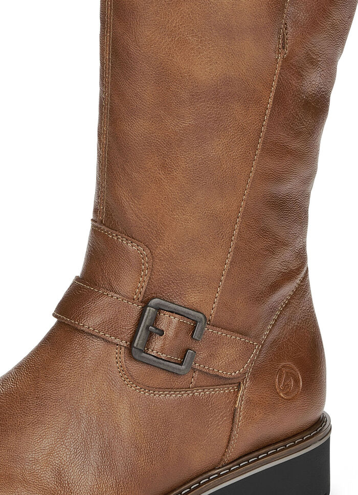 Remonte, gefütterte Damen-Stiefel, Winterschuhe, Weite G, mit Lammfell COGNAC