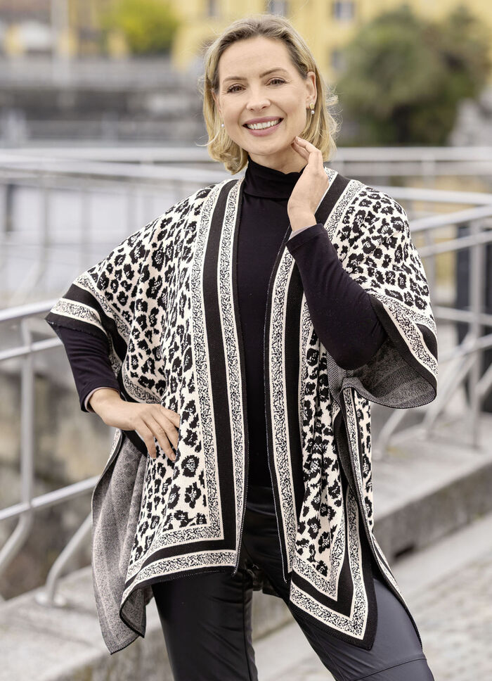 Poncho in Jacquard-Dessin 