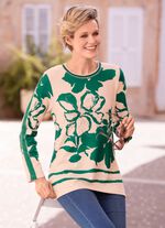 Shirt mit Flatlockn&auml;hten in 2 Farben GR&Uuml;N-BEIGE