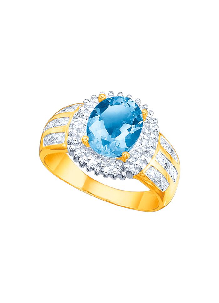 Damenring mit echtem Blautopas und Diamanten 
