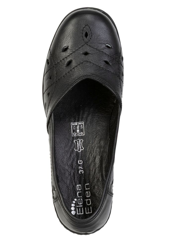 ELENA EDEN, bequeme Damen-Slipper, Weite H, mit herausnehmbarem Fu&szlig;bett SCHWARZ