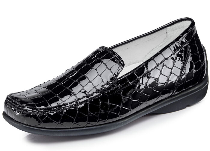Waldläufer, stilvolle Damen-Slipper, Weite H, mit herausnehmbarem Fußbett SCHWARZ