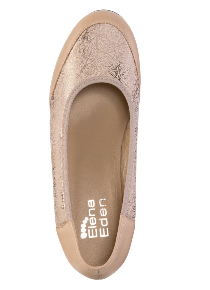 ELENA EDEN, elegante Damen-Pumps, Weite H, mit Gummizug BEIGE