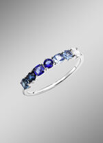 Damenring mit synth. Zirkonia in Weiß und Blautönen 