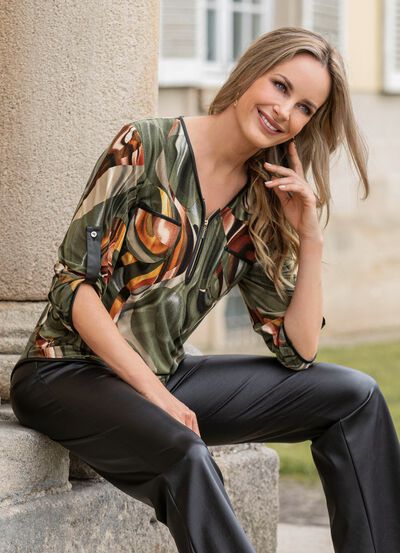 Shirt-Tunika mit Lederimitat-Besatz 