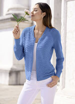 Strickjacke mit Cloquéstruktur AZURBLAU