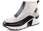 Rieker, stylische Damen-Boots, Weite G, mit Reißverschluss ECRU-SCHWARZ