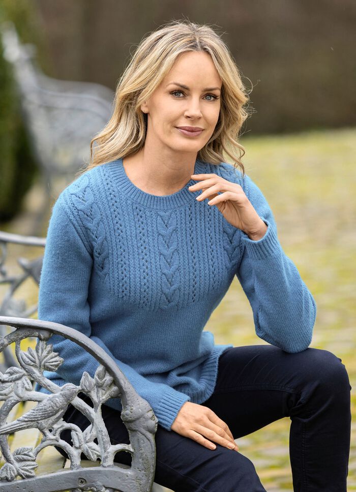 Pullover mit Strukturmix BLEU