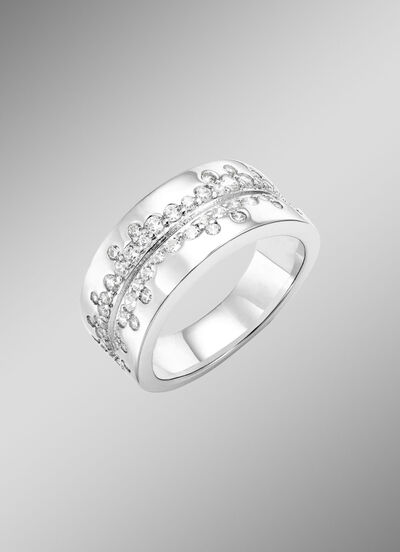 Eleganter Damenring mit synth. Zirkonia 
