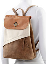 Rucksack mit Überschlag und Drehschloss BRAUN-BEIGE