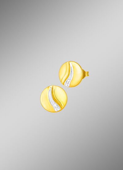 Schicke Ohrstecker in Bicolor mit 2 Diamanten 