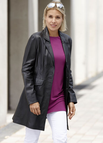 Lederkurzmantel mit Reverskragen 