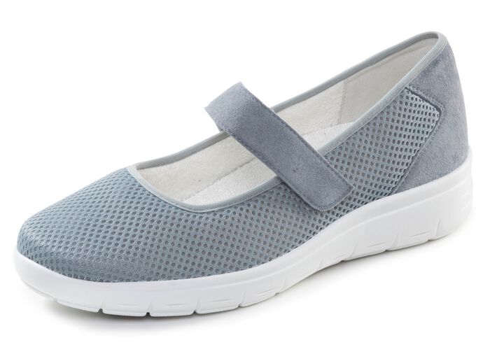 ELENA EDEN, bequeme Damen-Spangenschuhe, Weite H, mit herausnehmbarem Fu&szlig;bett BLAU