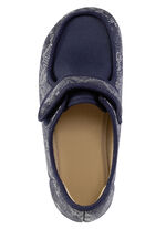 ELENA EDEN Hausschuh aus teilweise glänzend bedrucktem Textilmaterial BLAU