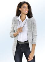 Strickjacke in superfeiner Qualität GRAU MELIERT