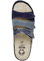 Mubb, bequeme Damen-Pantoletten, Weite H, mit herausnehmbarem Fußbett BLAU