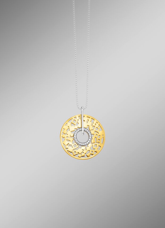 Schicker Anh&auml;nger in Bicolor mit Zirkonia 