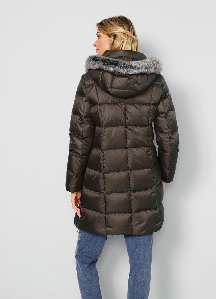 Daunen-Kurzmantel mit abnehmbarer Kapuze 