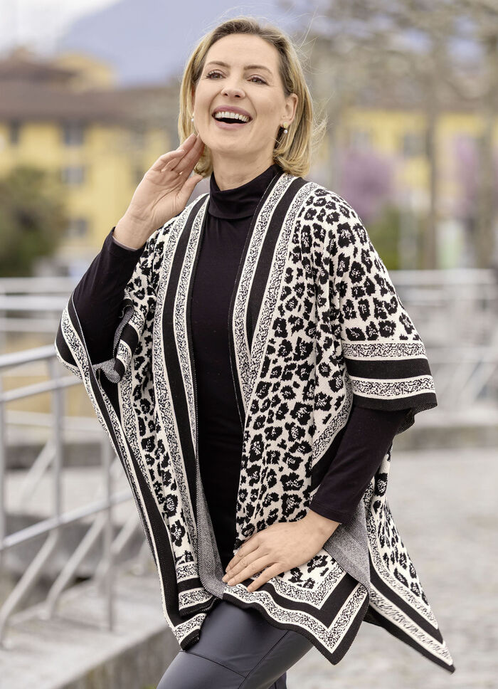 Poncho in Jacquard-Dessin 