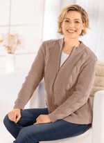 Strickjacke mit nachhaltig recycelter Baumwolle TAUPE