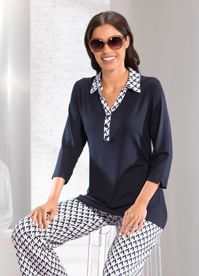 Poloshirt in Knopfzierblende 