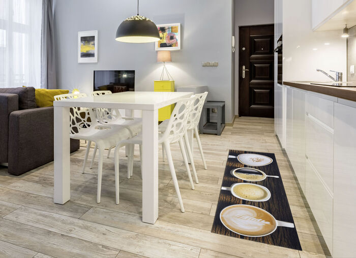 Küchenläufer Kaffeetassen, mit rutschhemmender Rückseite BRAUN