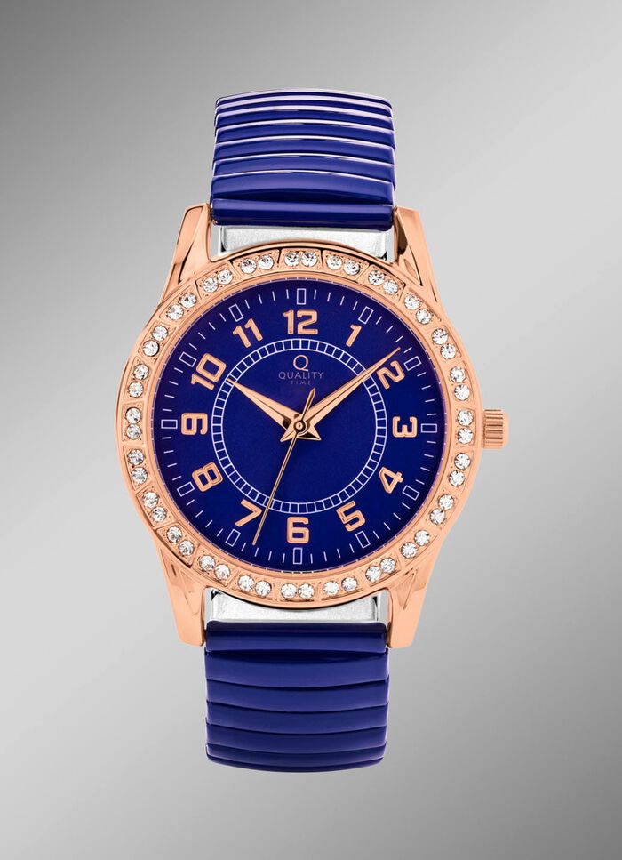 Moderne Quartz-Damenuhr mit Metallgeh&auml;use 